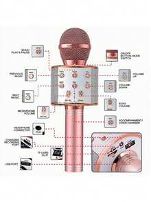 Microphone Audio Integrated Microphone Home Singing K Wireless Bluetooth Can Be Inserted TF ,USBCard Play Music Outdoor Party Family Gathering,Microphone,Mic,Wireless Microphone - 彩色 - 查看 2