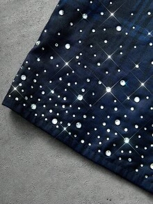 Manfinity Roghcode Herren Streetstyle, INS Matching Item: Klassisches Karomuster in Schwarz & Weiß mit blauem Farbverlauf-Edelstein-Langarmhemd. Y2K Mode, Geschenk für Freund oder Ehemann., Herbst - Schwarz - Übersicht 3