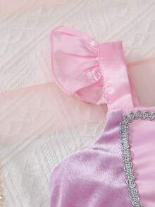 SHEIN Playful Pals Prinzessin Blau Palast Stil Strass Mesh Baby Kleid