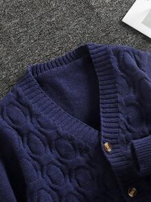 SHEIN Kardigan z długim rękawem i naszywkami dla chłopców w wieku tween