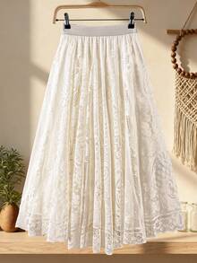 Franclia 加大码纯色优雅夏季长裙蕾丝女装