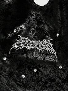 ROMWE Goth 1 件黑色 Y2K 复古女士单肩包，金属铆钉翅膀装饰 PU 皮革斜挎包，适合购物、日常使用、万圣节礼物、万圣节钱包，非常适合化装派对万圣节时尚和哥特式时尚 - 黑色 - 查看 4