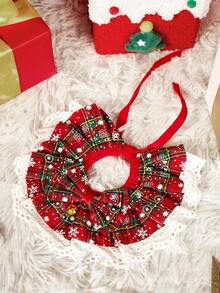 PETSIN 节日宠物围巾，铃铛猫狗围巾，欧根纱蕾丝猫狗围巾，宠物围巾，适合中小型犬，各种猫