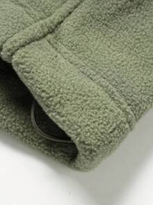 Manfinity Homme Men's Autumn/Winter Zip-Up Hooded Fleece Jacket, Casual - Army Green - View 7