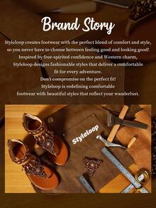 Styleloop 女士平底凉鞋，波西米亚风格，复古美式，波西米亚风，西部风，音乐节，派对，海滩，度假 - 棕色 - 查看 7