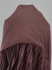 Rafferiza Damen elegantes figurbetontes Kleid mit rundem Ausschnitt, einfarbig, Langarm, Strick-Mesh-Patchwork, plissierter Saum