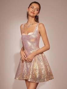Enchnt Romantyczna, luksusowa, różowa, cekinowa mini sukienka w stylu syreny z dekoltem w serduszko idealnie sprawdzi się jesienią i zimą. Krój w kształcie litery A jest stylowy i elegancki, idealny na imprezy, randki, święta, ukończenia studiów, wyjścia, Halloween, Boże Narodzenie i inne okazje. Nadaje się również do jesiennych strojów, strojów, garniturów, karnawału i sylwestra.