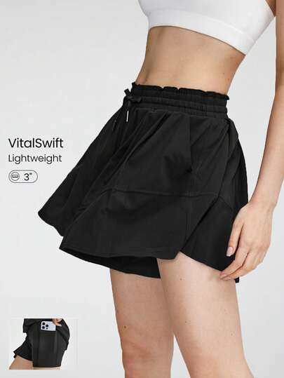 GLOWMODE VitalSwift 快干輕質口袋裙褲，內置內褲、除臭、適用於網球、高爾夫球、健身房、夏季運動，中等衝擊力。