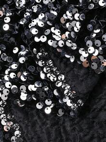 DAZY 女士亮片韩版无袖圆领礼服，适合宴会、舞会、吊带裙、闪亮连衣裙、长款连衣裙 - 銀色 - 查看 10