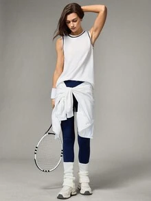 Hanevo Women's Autumn/Winter Bestselling Colorblock Striped Casual Sports Tank Top - Multicolor - View 5