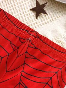 SHEIN 2pcs/Set Young Boy Spider & Superhero Print Snug Fit Round Neck Long Sleeve T-Shirt And Soft Comfortable Pajama Pants, Casual Sleepwear Set, Autumn/Winter - Multicolor - View 3