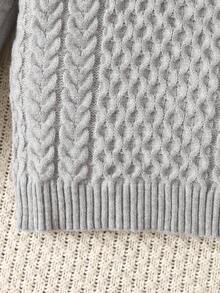 SHEIN Suéter de cuello alto oversize de unicolor para niñas preadolescentes, casual y versátil para otoño/invierno