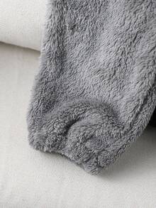 SHEIN Playful Pals 男童休闲羊毛保暖字母贴布翻边裤，秋冬 - 彩色 - 查看 5