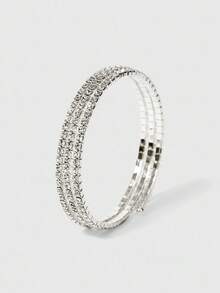 SHEIN BAE Rhinestone Decor Bridal Arm Chain Party Elegant Bracelet For Women - Silver - View 3