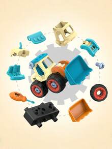 Zazumi 1Set Build Your Own Construction Truck Take Apart Toy With Realistic Slide And Dig Functions Nut Assembly DIY Engineering Set Learning Educational Gift For Kids Birthday Christmas Gift Ideas - Multicolor - View 3