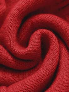 Franclia Women's Minimalist Fashion Collar Bowknot Open Shoulder Long Sleeve Solid Color Knit Pullover Sweater - Red - View 7