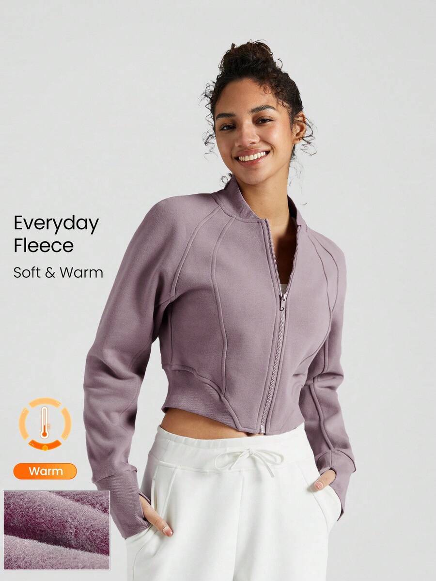 GLOWMODE Mỗi ngày Lông cừu Túi Quần skinny Bóng chày Jacket thể thao Với Ngón tay cái Hằng ngày Đồ ngủ - Elderberry - Xem 1
