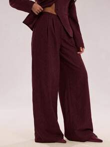 SHEIN BAE Women's Minimalist Elegant Commute Casual Straight Leg Pants Autumn Winter Clothes For Women - Burgundy - View 6