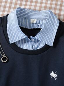 Teen Girl Striped Print Long Sleeve Sweatshirt