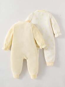 SHEIN 2 Stücke Baby Mädchen süßer Jumpsuit mit Polka Punkte & Karomuster, Frühling/Herbst - Verschiedenfarbig - Übersicht 2