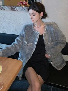 DAZY 女士优雅韩版长袖常规外套，秋冬女式大衣