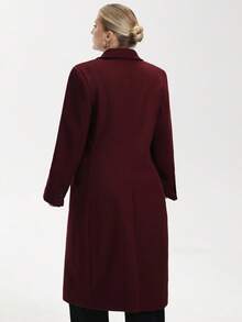 Aveloria Modichic Wine Red Minimalist Cut Blazer Collar Double-Breasted Design Side Flap Pockets Elegant Plus Size Women Jacket