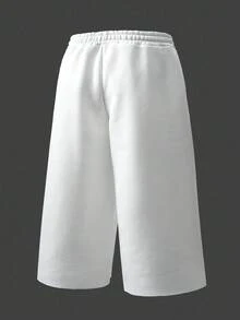 Manfinity Roghcode Men's Street-Style Popular INS Matching Cross Embroidered Towel, Outdoor Music Festival, Nightclub Bar, Boyfriend/Husband Gift, Anniversary Gift, Cropped White Sweatpants