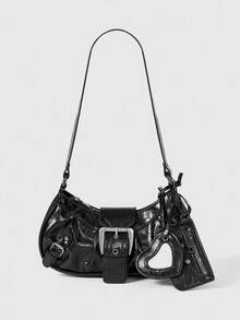 ROMWE Grunge Punk Quà tặng Giáng sinh cho vai họa tiết da báo Y2K phong cách Maillard nóng bỏng năm 2024 - màu đen - Xem 1