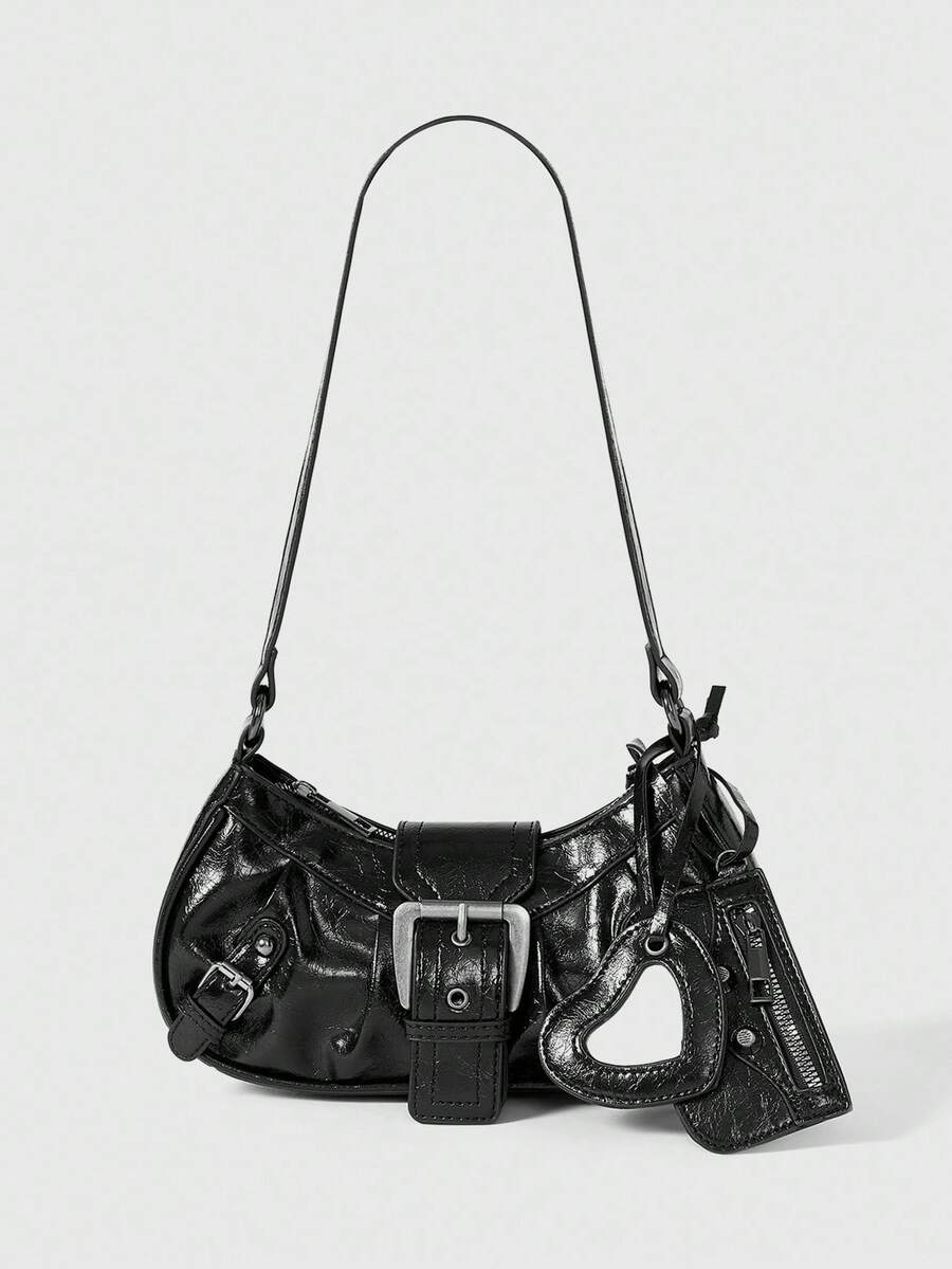 ROMWE Grunge Punk Quà tặng Giáng sinh cho vai họa tiết da báo Y2K phong cách Maillard nóng bỏng năm 2024 - màu đen - Xem 1