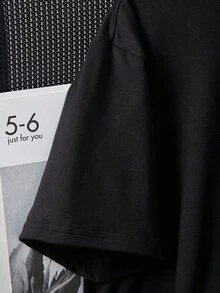 SHEIN Young Boy Cotton Pullover Basic Short Sleeve T-Shirt - Black - View 4