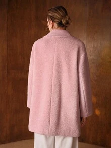 MOTF PREMIUM WOOL DOUBLE BREASTED OVERCOAT - Pink - View 4