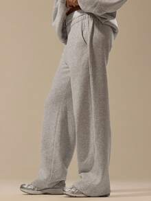 MUSERA ESSENTIALS 阔腿弹力腰慢跑裤 日常休闲基础款运动裤 家居裤 - 淺灰色 - 查看 3