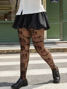 SHEIN EZwear Plus Size Women's Sexy Spider Web Mesh Leggings, Halloween Clothes, Night Out Going Out Tops, Festival Fall Clothes Winter Clothes,Fall Clothes For Women Fishnet Tights Plus Size Tights Black Tights