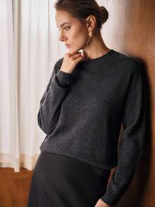 MOTF PREMIUM 100% 羊毛圆领毛衣 - 灰色 - 查看 5