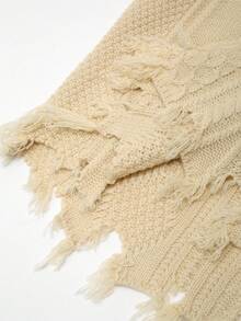 Bloopia 复古叛逆摇滚街头标语涂鸦印花休闲个性化极简主义女款秋冬万圣节设计纹理做旧无袖套头毛衣背心 - 杏色 - 查看 7