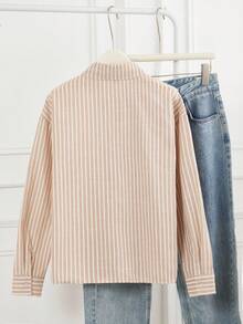 Franclia Striped Shirt, Comfortable For Commuting And Casual Daily Wear - Khaki - View 2