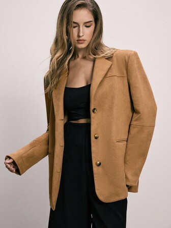 ATUI Studio 2025AW Plus Size Women's Blazer Jacket, One Set Suit Jacket, Women's Blazer Jacket, Oversized One Shoulder Fashion Office Jacket, Casual Minimalist Jacket For Autumn/Winter