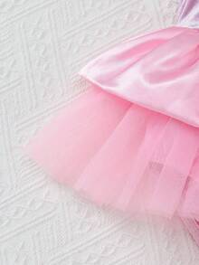 SHEIN Playful Pals Prinzessin Blau Palast Stil Strass Mesh Baby Kleid