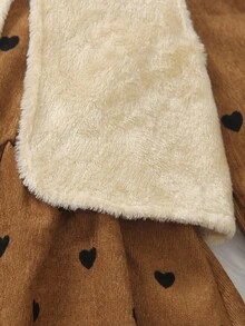 Toddler Girls' Solid Color Fluffy Jacket And Polka Dot Casual Dress Set, With Convenient Button Front And Cuff Design, Fashionable Appearance, Suitable For Spring And Autumn, Suitable For Toddlers, Solid Color, Long Sleeve, Fluffy, Elastic Waist, Suitable For Outdoor, Please Select According To Our Size Chart - Multicolor - View 4