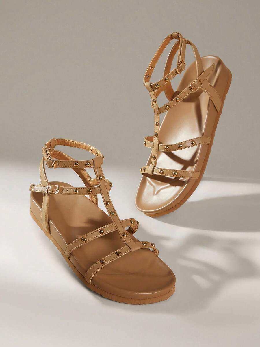 Solecia Women's Fashion Open Toe Tie Up Casual Flat Sandals, Brown, Suitable For Spring/Summer Vacation Spring Shoes Spring Break Easter