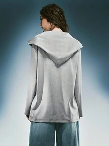 Airlisse Women's Grey Hooded 2 In 1 Long Sleeve T-Shirt - Grey - View 3