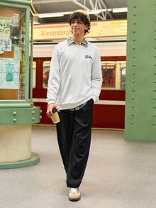 Quần dài nam STONE DISTRICT màu trơn, dáng rộng thoải mái, đa năng cho mùa thu, phong cách công sở trang trọng, từ thu xuân đến hè, phong cách retro Mỹ, unisex, dáng rộng thoải mái cho trang phục mùa hè – Phù hợp cho mặc hàng ngày và trang phục nghỉ hè. - màu đen - Xem 8