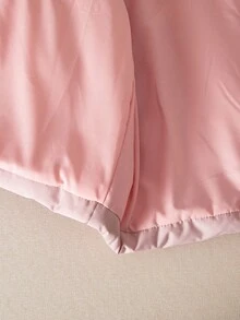 SHEIN Young Girls Autumn/Winter New Stylish Versatile Thickened Padded Coat, Hooded With Faux Fur Collar, Zipper, Pockets, Waist Cinched, Padded Coat - Pink - View 10