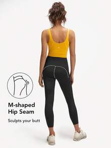GLOWMODE 24" Quần skinny Pilates Xà cạp Điêu khắc Mông Hình chữ M Đường may Yoga Quần tất Với Hai bên Túi - màu đen - Xem 5