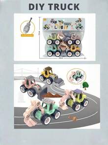 Zazumi 1Set Build Your Own Construction Truck Take Apart Toy With Realistic Slide And Dig Functions Nut Assembly DIY Engineering Set Learning Educational Gift For Kids Birthday Christmas Gift Ideas - Multicolor - View 2