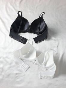 SHEIN 2 piezas Sujetador push-up minimalista liso y delgado con aro