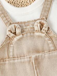 男婴熊形卡其色牛仔背带裤 - 卡其色 - 查看 4