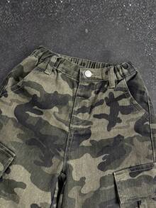 SHEIN 男童休闲迷彩宽松牛仔工装裤