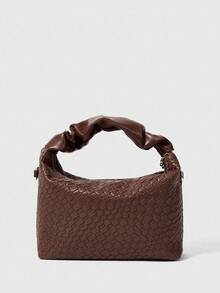 SHEIN BAE New Fashionable Simple All-Match Fold & Braid Pu Two-Tone Handbag Shoulder Bag Crossbody Bag