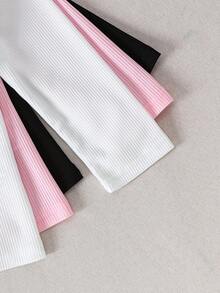 Young Girl' Round Neck Long Sleeve Casual Basic Pullover T-Shirt, Autumn/Winter - Multicolor - View 6